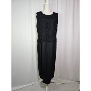 Special Evenings Women's Midi Black Shift Sleeveless Dress, Size 18, Lace